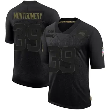 Myles Montgomery Men's Limited Black New England Patriots 2020 Salute To Service Jersey