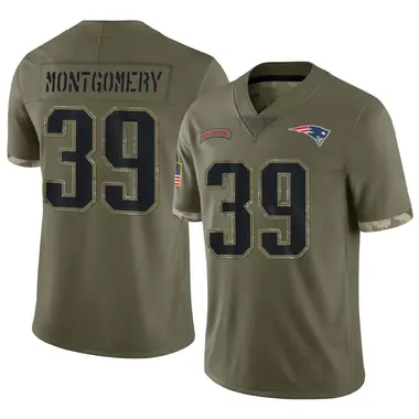 Myles Montgomery Men's Limited Olive New England Patriots 2022 Salute To Service Jersey