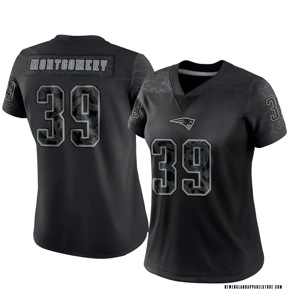 Myles Montgomery Women's Limited Black New England Patriots Reflective Jersey