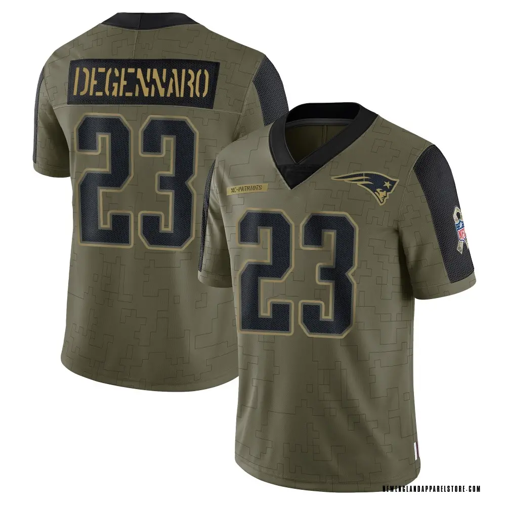 Nick DeGennaro Youth Limited Olive New England Patriots 2021 Salute To Service Jersey