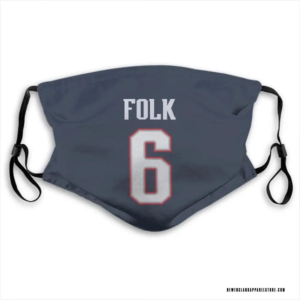 Nick Folk Name & Number Navy New England Patriots Face Mask