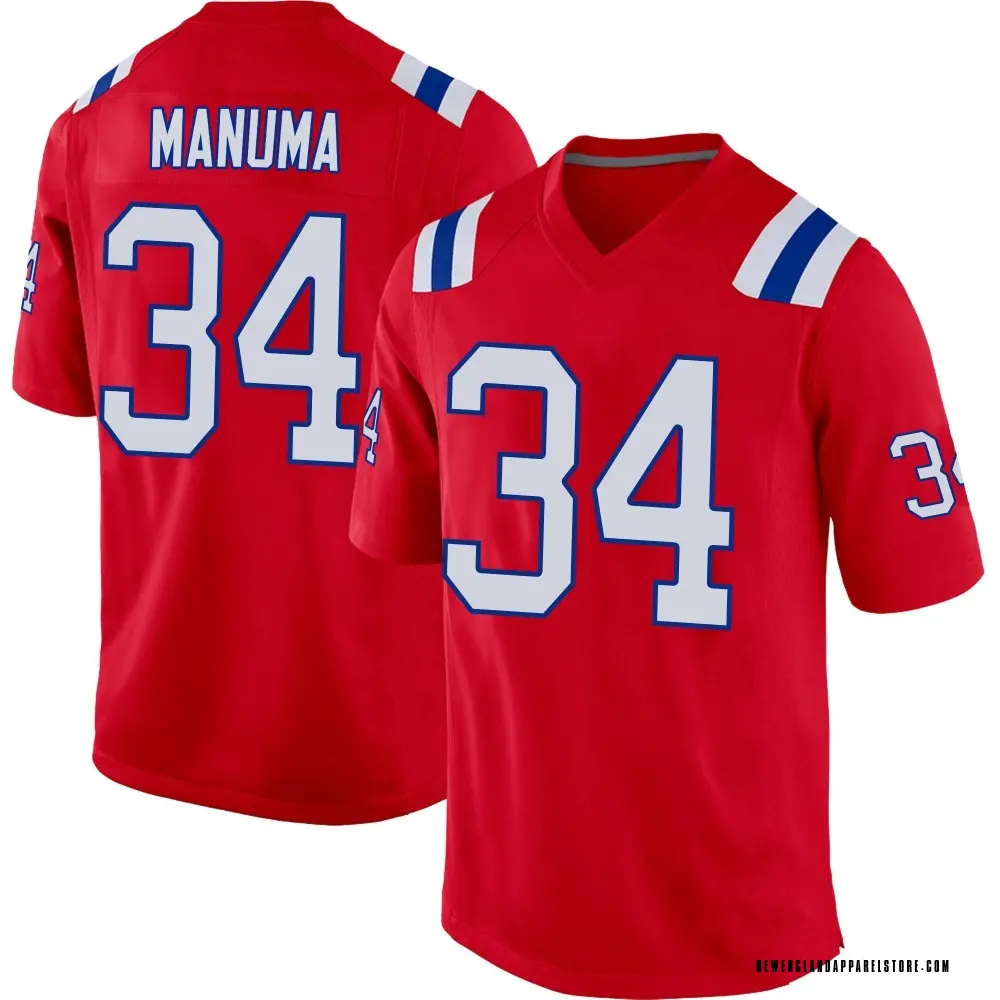 Peter Manuma Men's Game Red New England Patriots Alternate Jersey