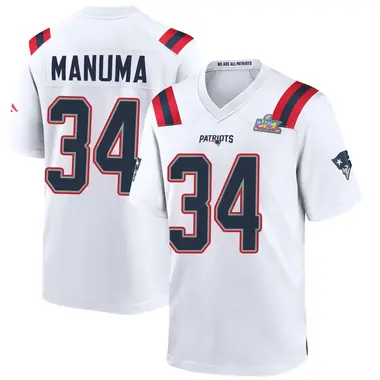 Peter Manuma Men's Game White New England Patriots Super Bowl LX Patch Jersey