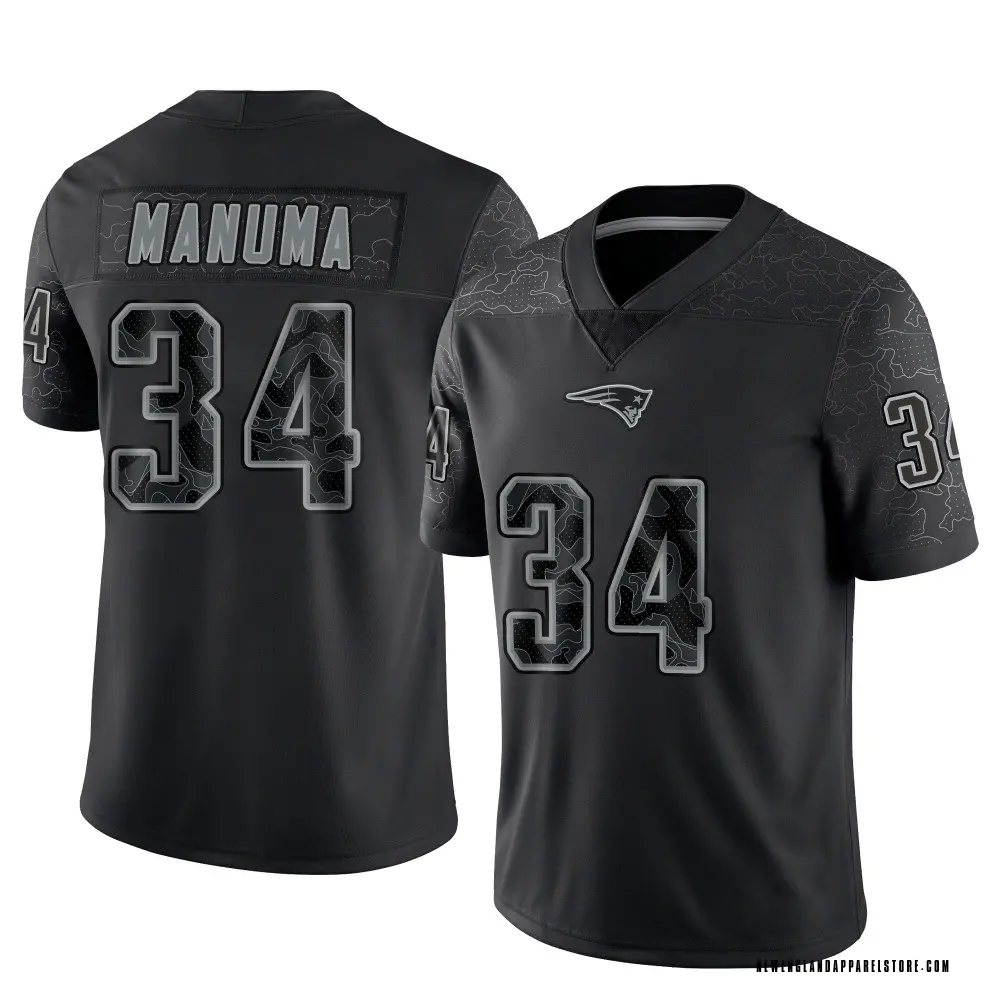 Peter Manuma Men's Limited Black New England Patriots Reflective Jersey