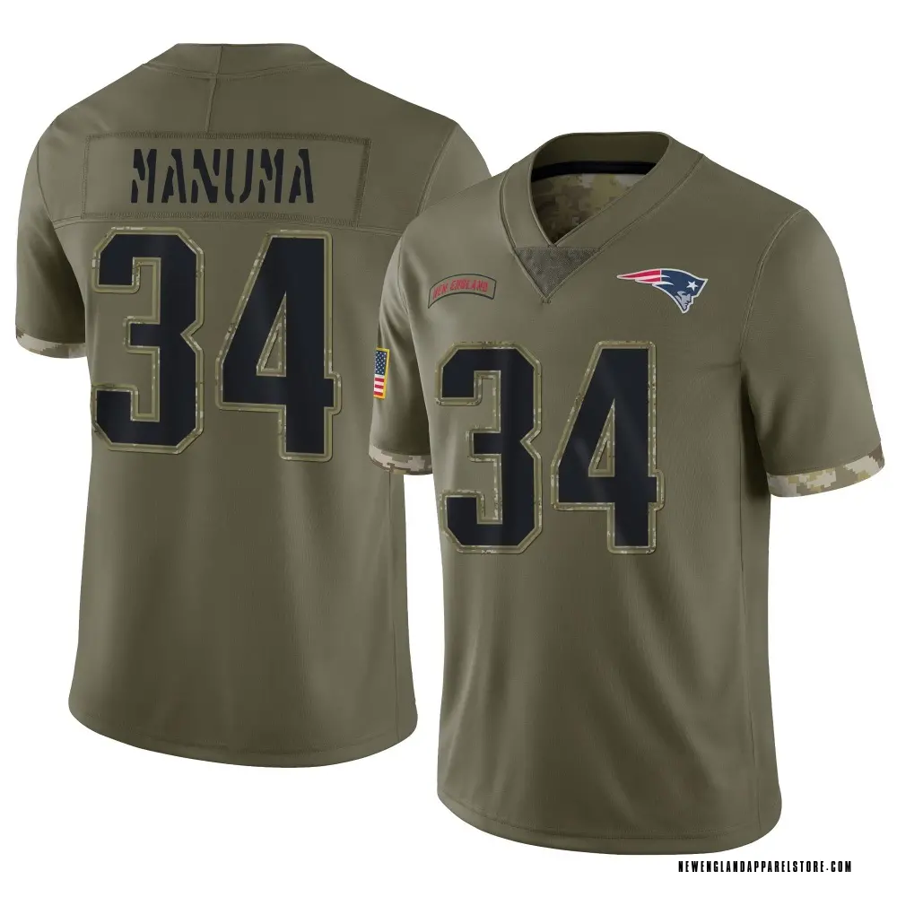 Peter Manuma Men's Limited Olive New England Patriots 2022 Salute To Service Jersey