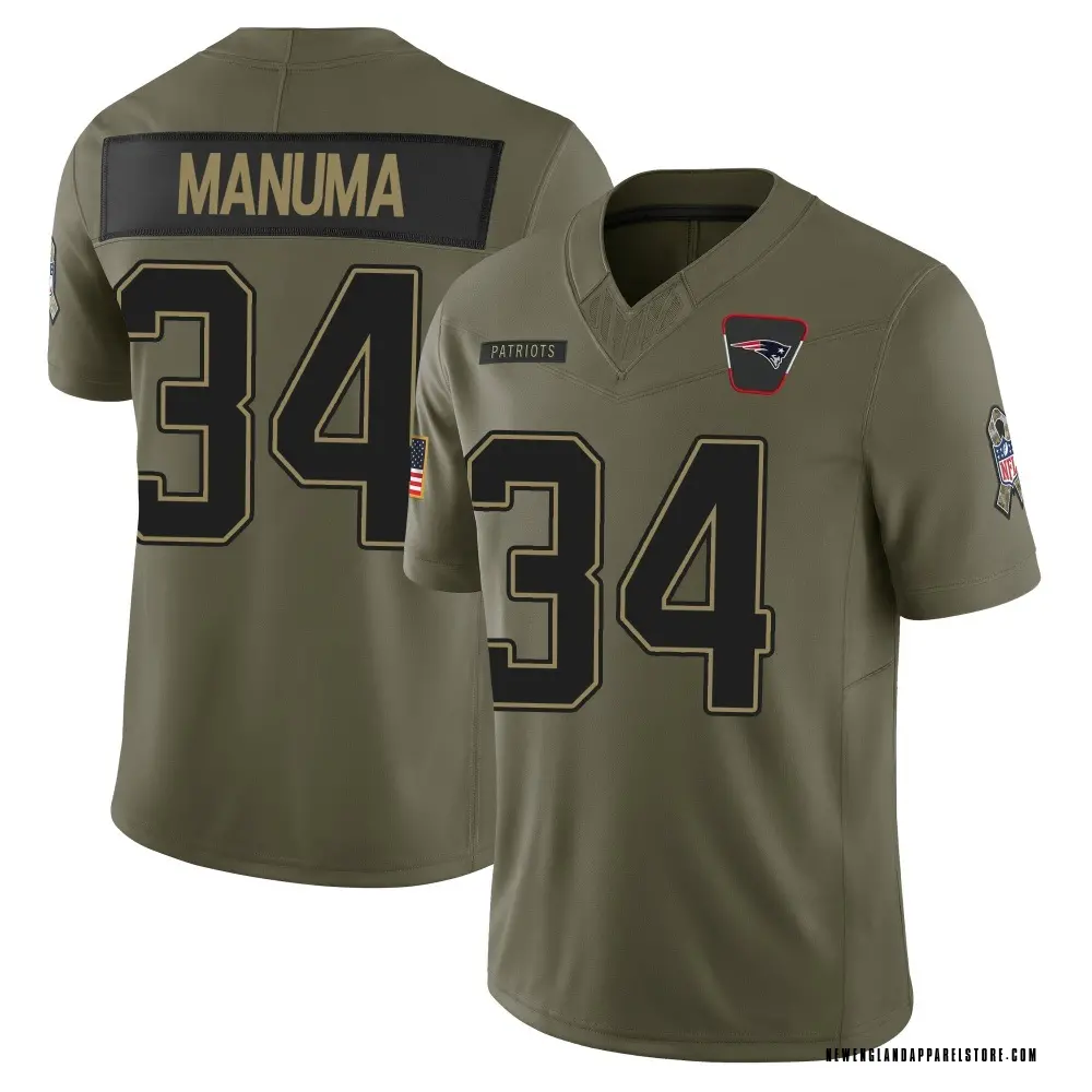 Peter Manuma Men's Limited Olive New England Patriots 2025 Salute to Service Jersey