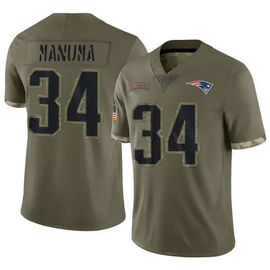 Peter Manuma Youth Limited Olive New England Patriots 2022 Salute To Service Jersey