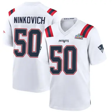 Rob Ninkovich Men's Game White New England Patriots Super Bowl LX Patch Jersey