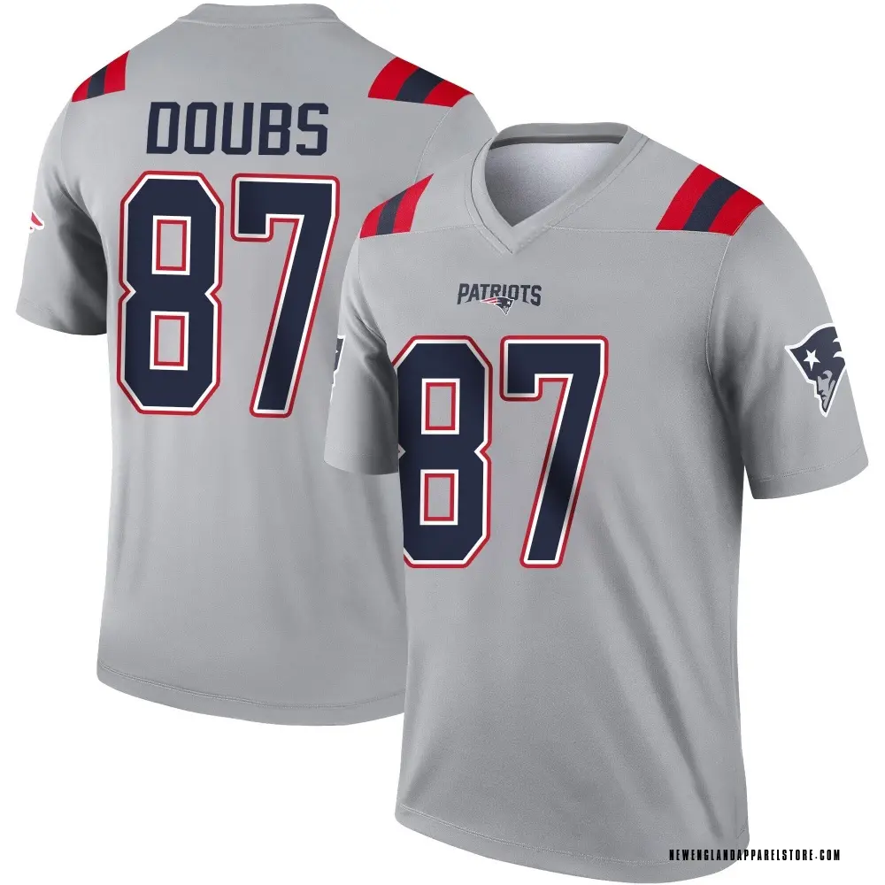 Romeo Doubs Youth Legend Gray New England Patriots Inverted Jersey