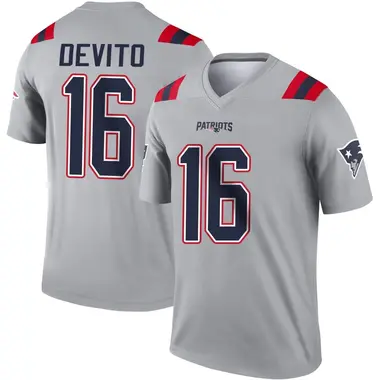 Tommy DeVito Men's Legend Gray New England Patriots Inverted Jersey