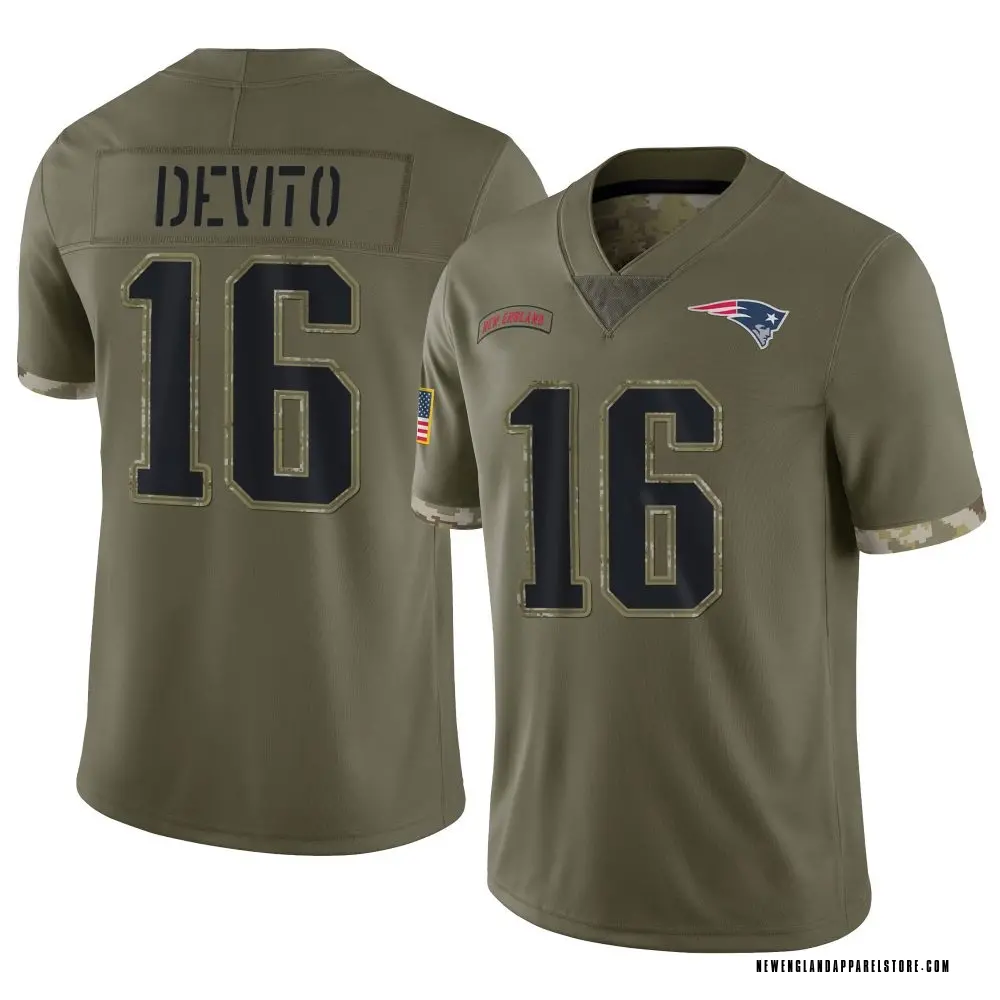 Tommy DeVito Men's Limited Olive New England Patriots 2022 Salute To Service Jersey