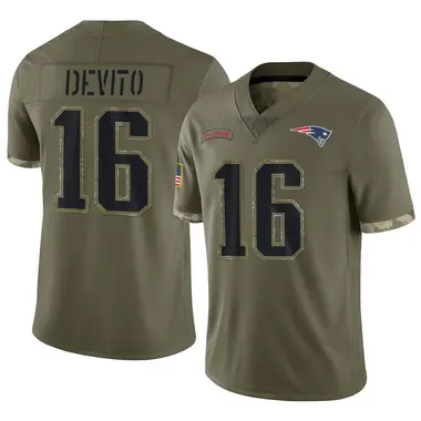 Tommy DeVito Men's Limited Olive New England Patriots 2022 Salute To Service Jersey
