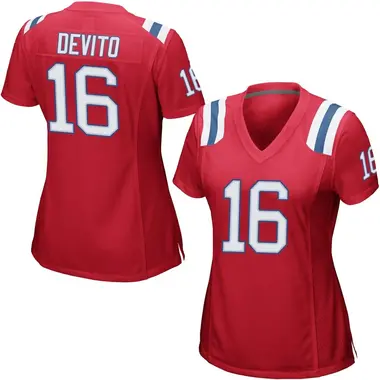 Tommy DeVito Women's Game Red New England Patriots Alternate Jersey