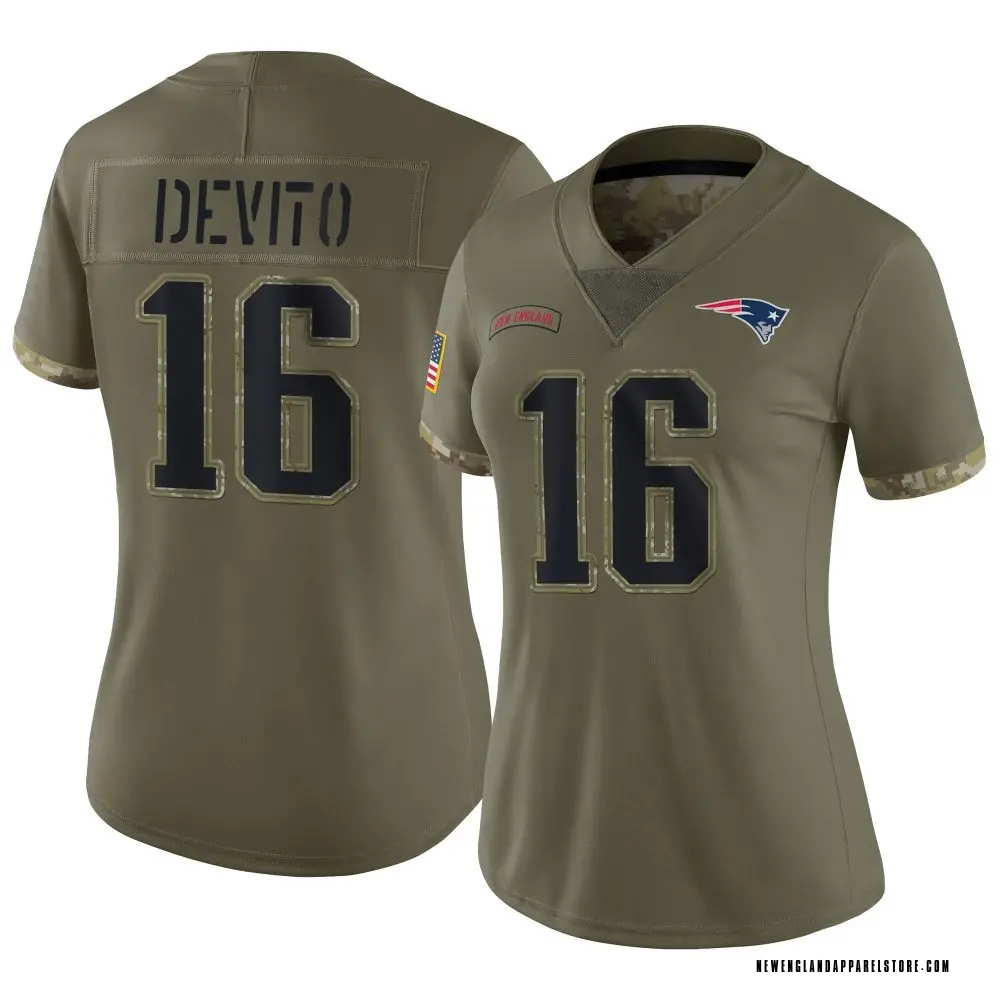 Tommy DeVito Women's Limited Olive New England Patriots 2022 Salute To Service Jersey