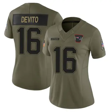 Tommy DeVito Women's Limited Olive New England Patriots 2025 Salute to Service Jersey