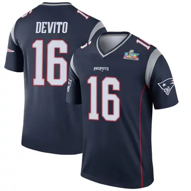 Tommy DeVito Youth Legend Navy New England Patriots Super Bowl LX Patch Jersey