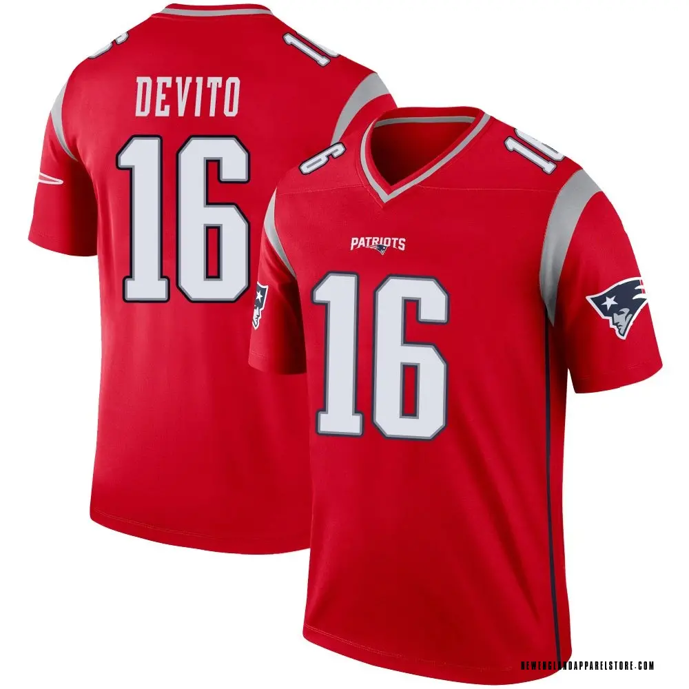 Tommy DeVito Youth Legend Red New England Patriots Inverted Jersey