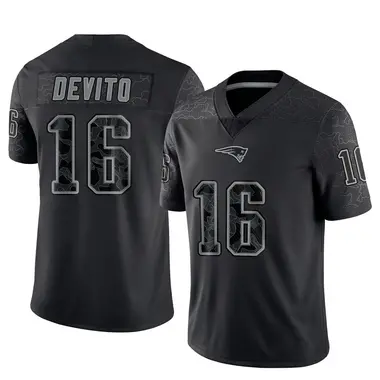 Tommy DeVito Youth Limited Black New England Patriots Reflective Jersey