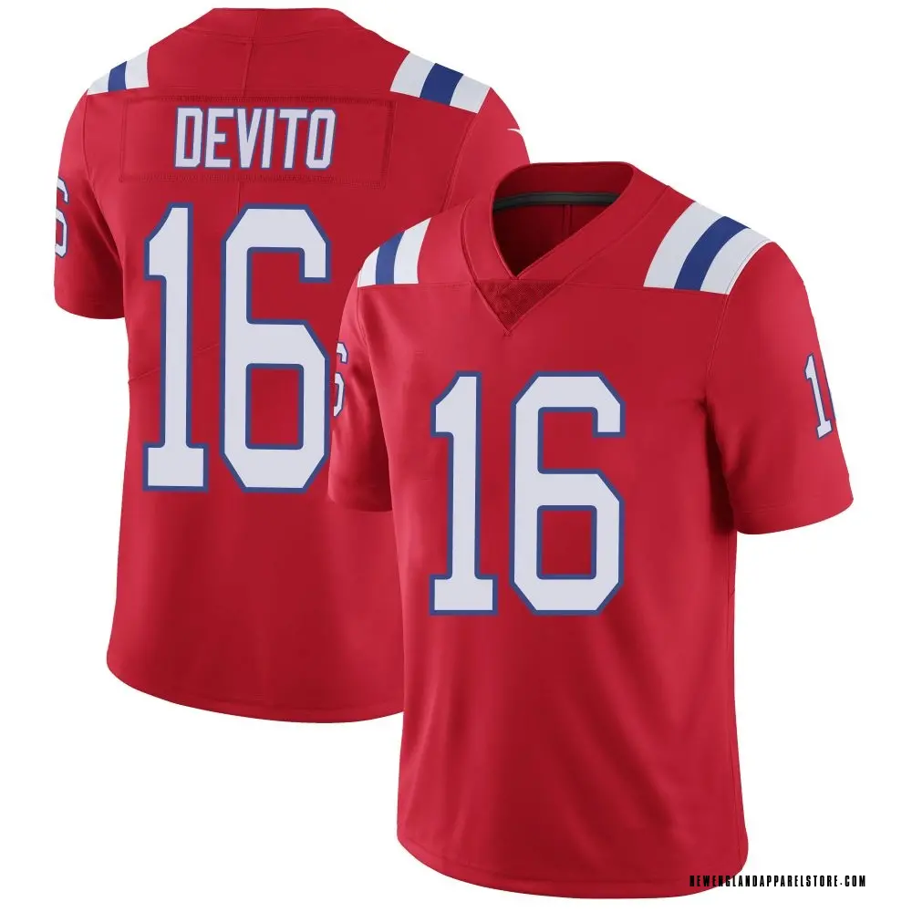 Tommy DeVito Youth Limited Red New England Patriots Vapor Untouchable Alternate Jersey