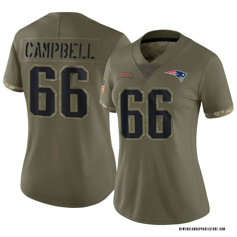Will Campbell Women's Limited Olive New England Patriots 2022 Salute To Service Jersey