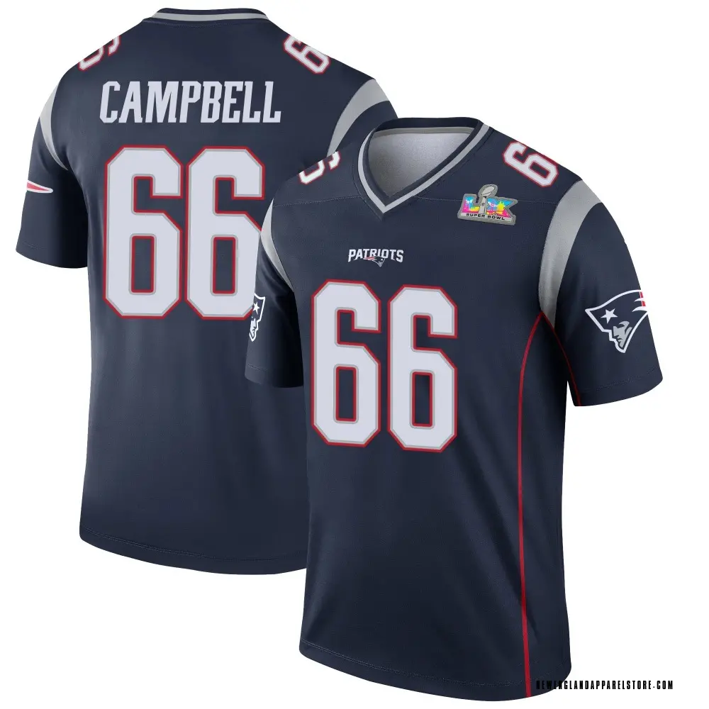 Will Campbell Youth Legend Navy New England Patriots Super Bowl LX Patch Jersey