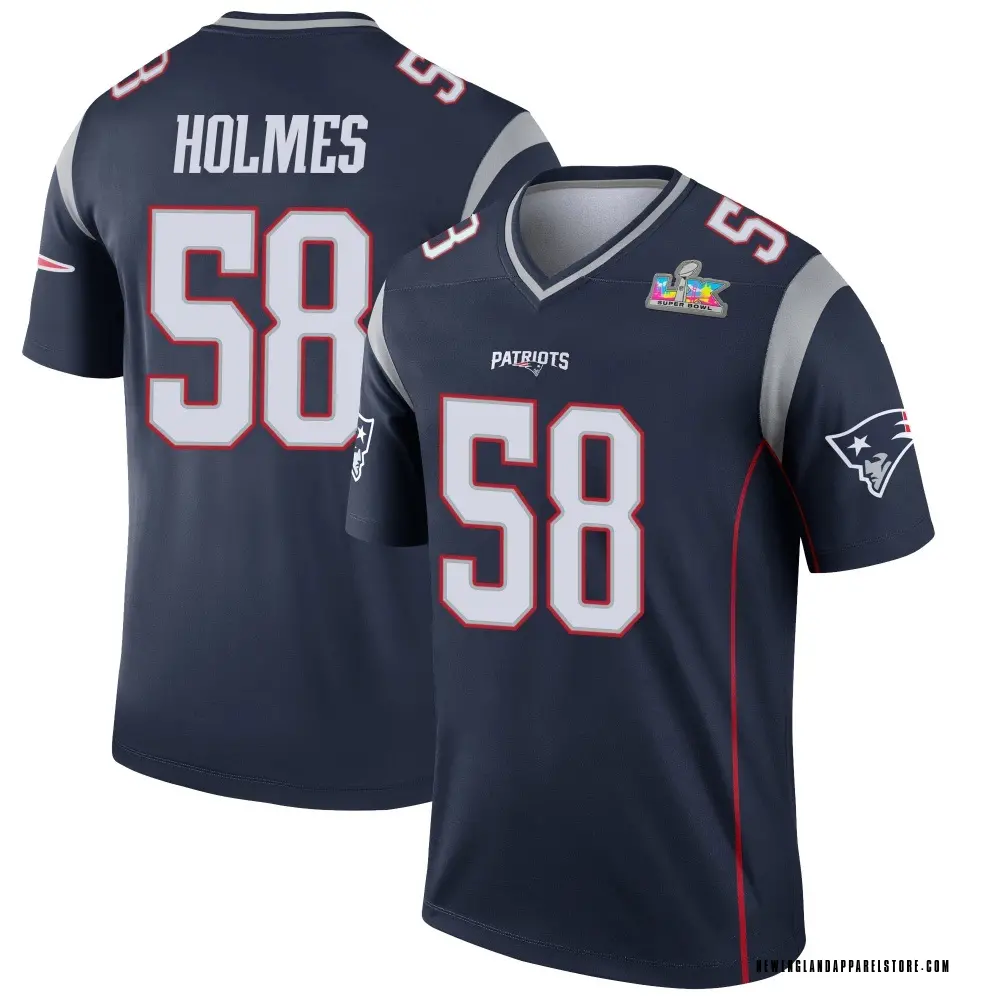 Xavier Holmes Men's Legend Navy New England Patriots Super Bowl LX Patch Jersey