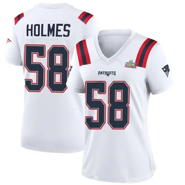 Xavier Holmes Women's Game White New England Patriots Super Bowl LX Patch Jersey