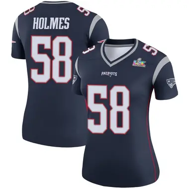 Xavier Holmes Women's Legend Navy New England Patriots Super Bowl LX Patch Jersey