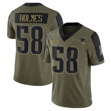 Xavier Holmes Youth Limited Olive New England Patriots 2021 Salute To Service Jersey